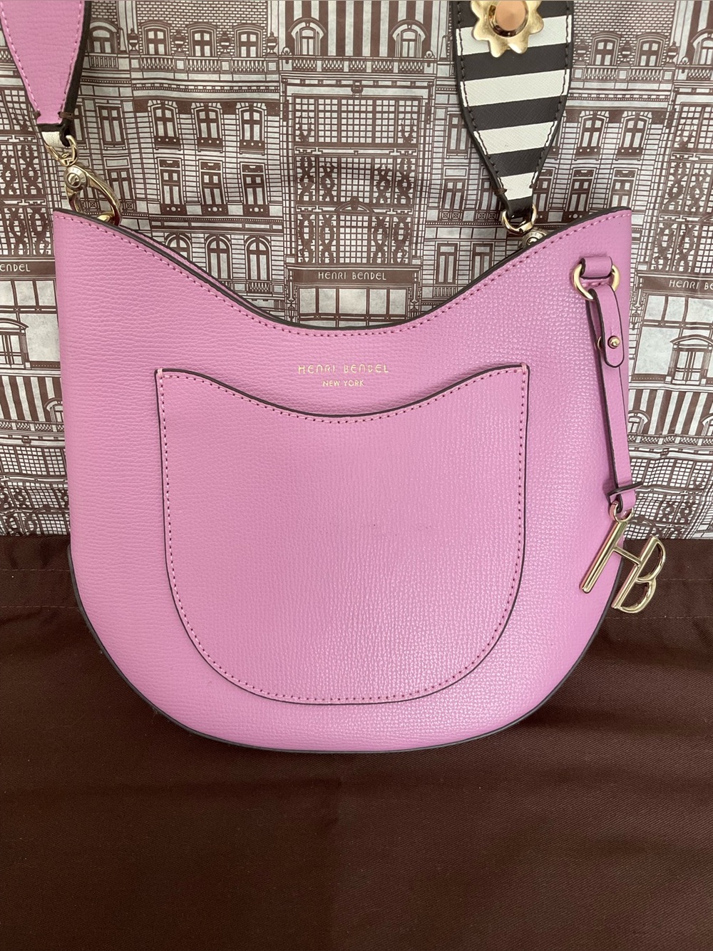 Henri Bendel West 57th Small Hobo Crossbody w Embellished Guitar Strap - Lilac